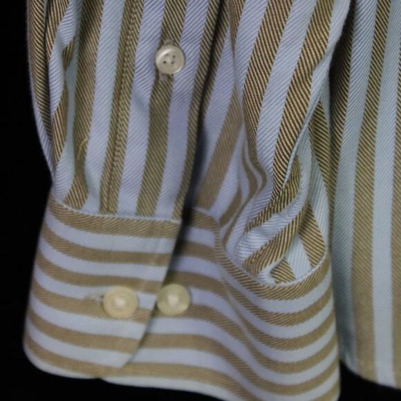 ROBERT GRAHAM BLUE/TAN STRIPE BUTTON FRONT LONG SLEEVE MENS 2XL SHIRT - Picture 5 of 8